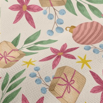 Watercolor Christmas Elements Performance Linen