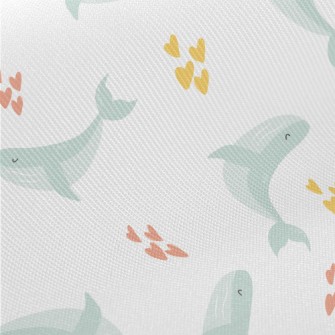 Cute Blue Whale And Love Heart Twill