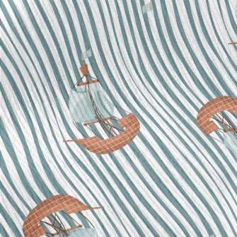 Blue And White Stripes With Sa Standard Corduroy