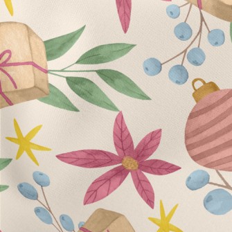 Watercolor Christmas Elements Stretch Ponte