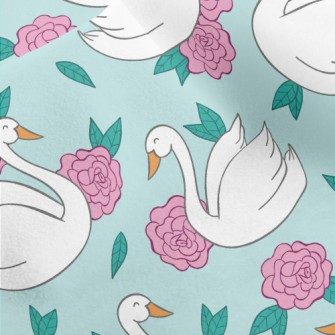 Flowers And Swans Micro Fleece