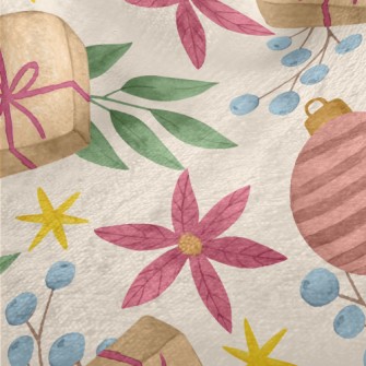 Watercolor Christmas Elements Minky