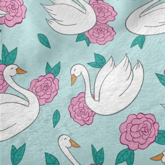 Flowers And Swans Minky