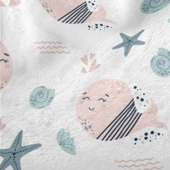 Pink Whale Who Loves The Ocean Minky