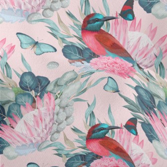 Birds And King Proteas Lightweight Performance Linen