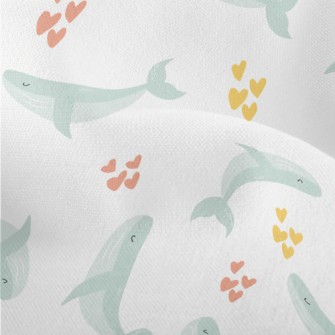 Cute Blue Whale And Love Heart Lightweight Performance Linen