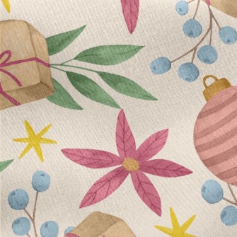 Watercolor Christmas Elements Jersey Backed Fleece