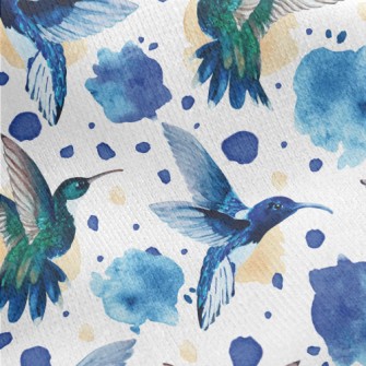 Watercolor Hummingbird Jersey Backed Fleece