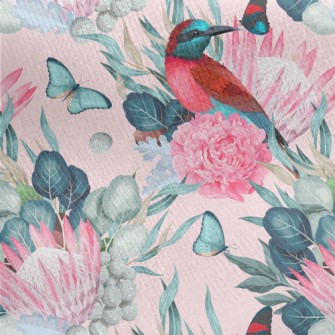 Birds And King Proteas Jersey Backed Fleece