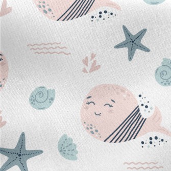 Pink Whale Who Loves The Ocean Jersey Backed Fleece