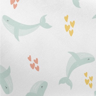 Cute Blue Whale And Love Heart Pongee