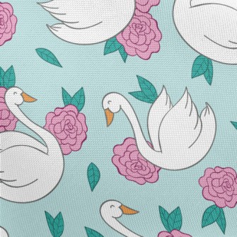 Flowers And Swans Pongee