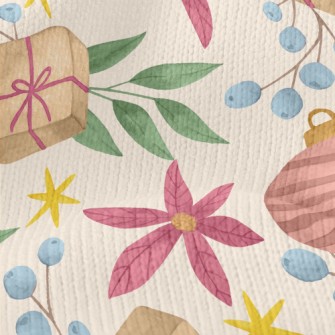 Watercolor Christmas Elements Stretch Jersey