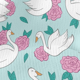 Flowers And Swans Stretch Jersey