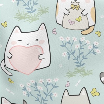 Q Version Cat Holding Somethin Lightweight Cotton Poplin