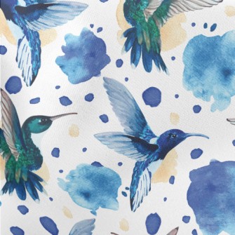 Watercolor Hummingbird Lightweight Cotton Poplin