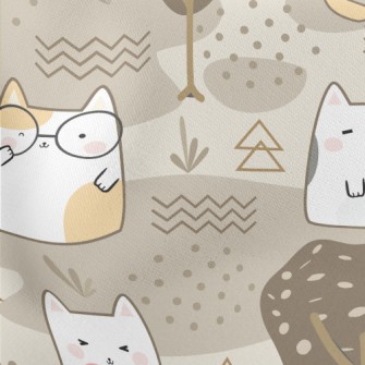 Cat With Tree Lightweight Cotton Poplin