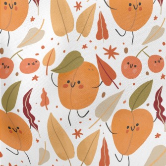 Peach And Fruit Friends Lightweight Cotton Poplin