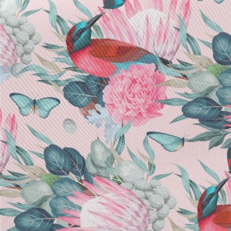Birds And King Proteas Midweight Cotton Poplin