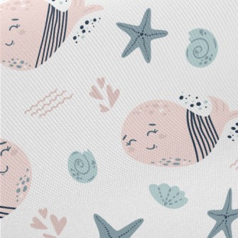 Pink Whale Who Loves The Ocean Midweight Cotton Poplin
