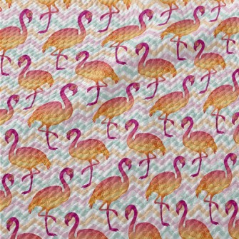 Modern Hand Drawn Flamingo Birdseye Piqué