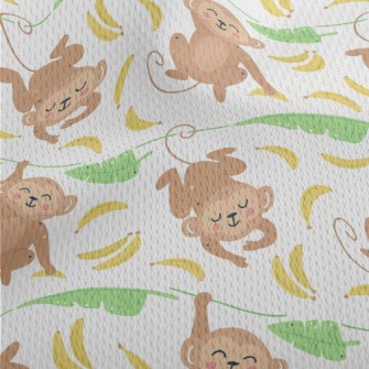 Cute Monkey With Banana Athletic Mesh Flat Back