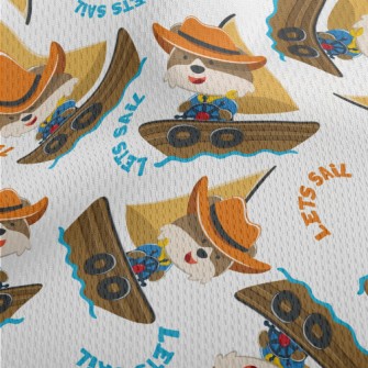 Cartoon Sailing Animals Athletic Mesh Flat Back