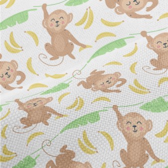 Cute Monkey With Banana Performance Linen