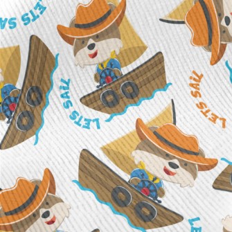 Cartoon Sailing Animals Standard Corduroy