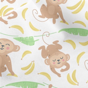 Cute Monkey With Banana Micro Fleece