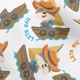Cartoon Sailing Animals Micro Fleece