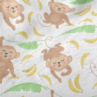 Cute Monkey With Banana Minky