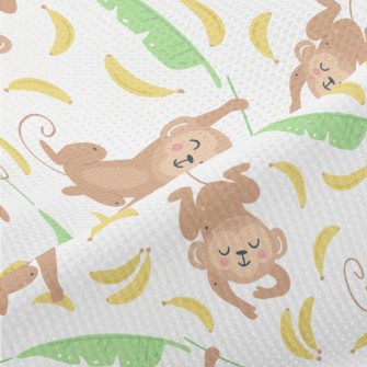 Cute Monkey With Banana Piqué