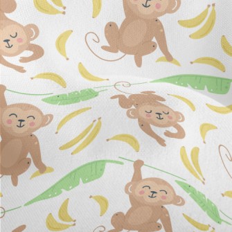 Cute Monkey With Banana Lightweight Performance Linen