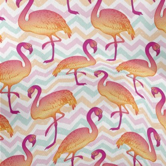 Modern Hand Drawn Flamingo Lightweight Performance Linen