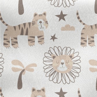 African Lion And Tiger Jersey Backed Fleece