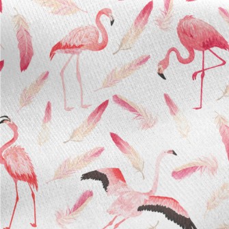 Flamingo With Feathers Jersey Backed Fleece