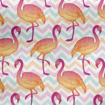 Modern Hand Drawn Flamingo Jersey Backed Fleece