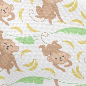 Cute Monkey With Banana Pongee
