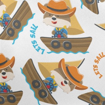 Cartoon Sailing Animals Pongee