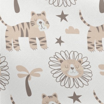 African Lion And Tiger Pongee