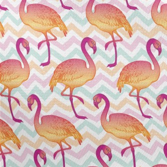 Modern Hand Drawn Flamingo Pongee