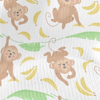 Cute Monkey With Banana Stretch Jersey