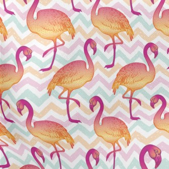 Modern Hand Drawn Flamingo Lightweight Cotton Poplin