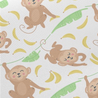 Cute Monkey With Banana Midweight Cotton Poplin
