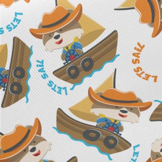 Cartoon Sailing Animals Midweight Cotton Poplin
