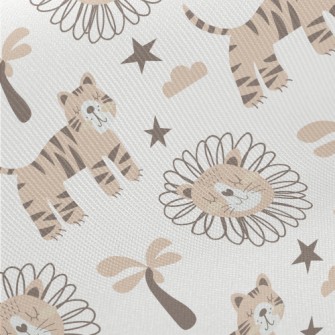 African Lion And Tiger Midweight Cotton Poplin
