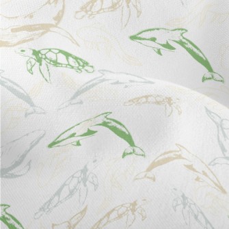 Swimming Marine Life Lightweight Performance Linen