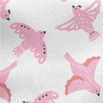Pink Pigeons Flying In Spring Jersey Backed Fleece