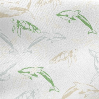 Swimming Marine Life Jersey Backed Fleece